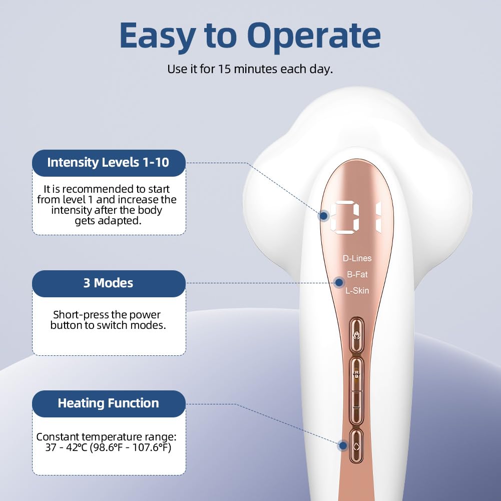 Aolso 3 en 1 Masajeador De Grasa, Masajeador Anticelulitico Reductor, Masajeador Corporal Eléctrico EMS con 6 Cabezales de Masaje, 3 Modos para Cintura, Abdomen, Brazos, Glúteos y Piernas