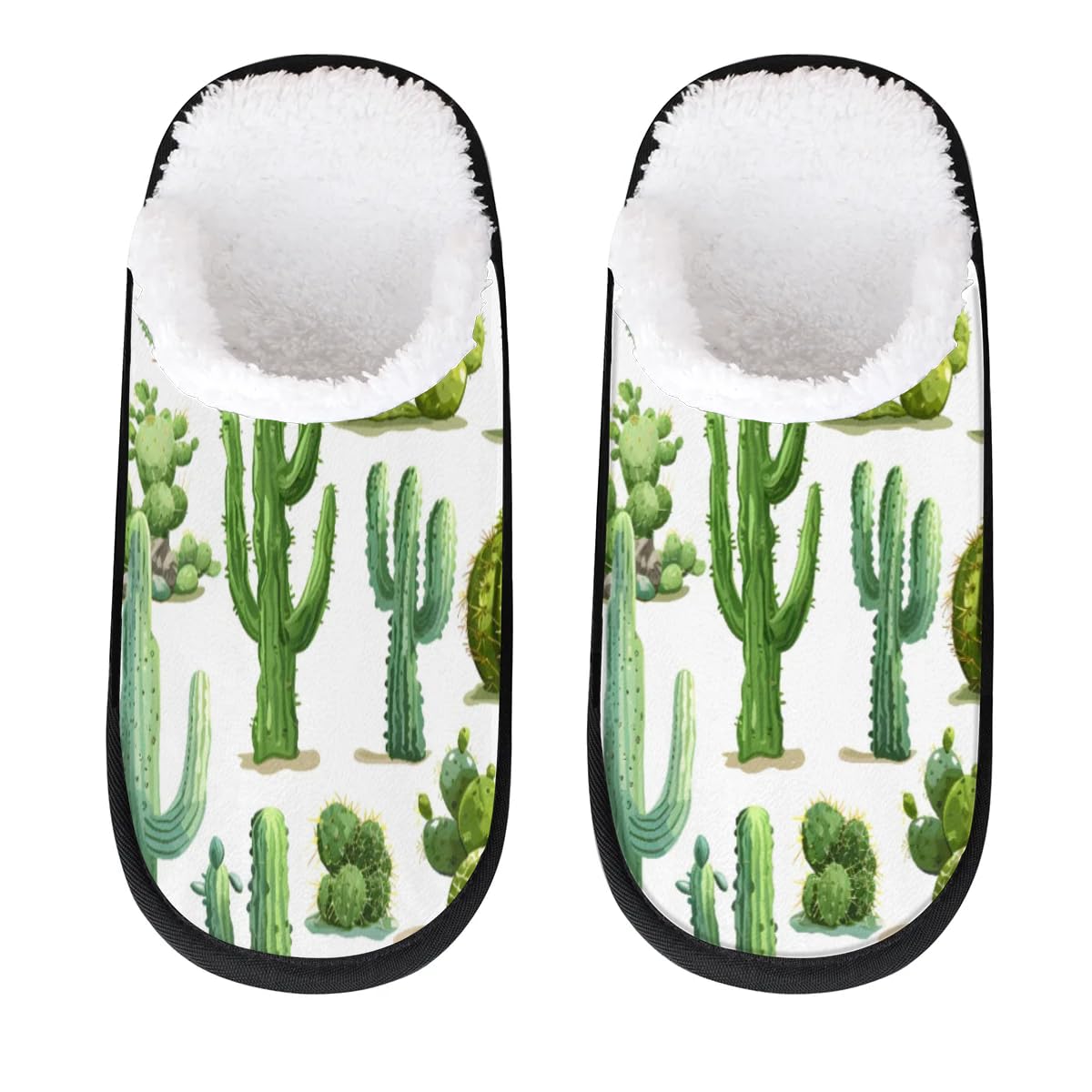 Hsnar Cartoon Cactus Succulents Non Slip House Slippers for Women Indoor Slippers for Men Soft House Shoes Spa Slippers, L
