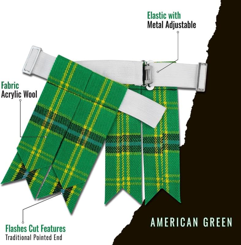 Kilt Flashes for Men with Heavy Buckle Adjusters, Plain & Tartan Kilt Sock Flashes. - Image 2