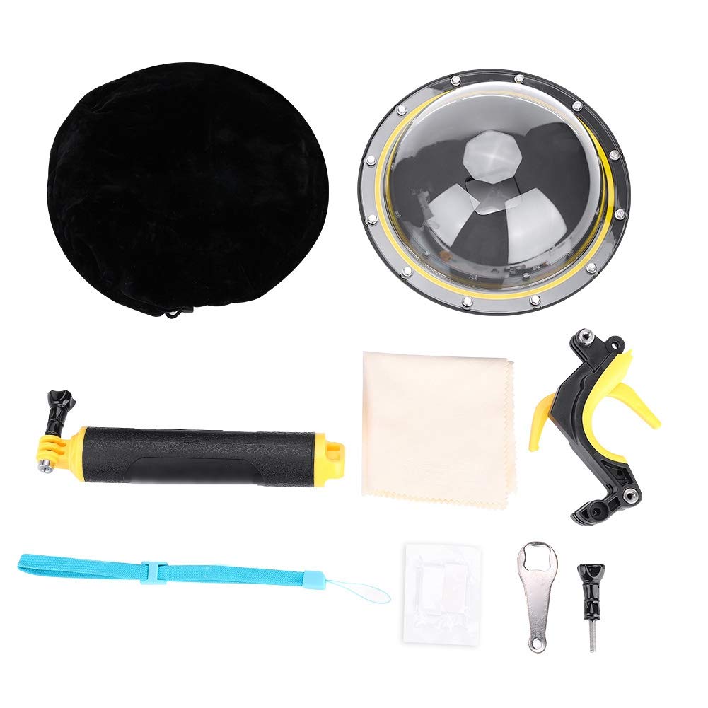 EMUKOEP Carcasa Duradera con Puerto Domo para Cámara 5/6/7, Dispara bajo el Agua con Efecto Ojo de, Ideal para Surfear, Fotografía Aérea, Hecha de PC PMMA, Color Negro + Amarillo