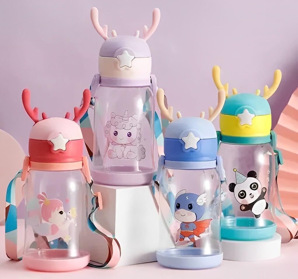 AZTORA Cute Cartoon Kids Water Bottle with Straw & Strap - 600ml Anti-Leak, BPA-Free, Colorful Sipper Bottle for School & Home (Multi-Color) (B0D987K1MS) Amazon Price History, Amazon Price Tracker