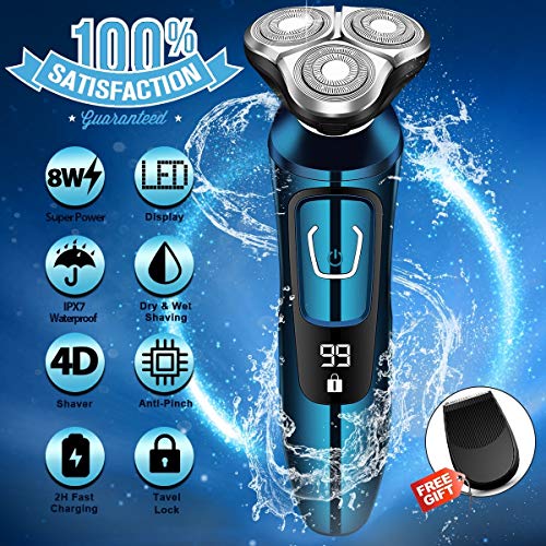 Electric Razor for Men, Mens Electric Shavers, Dry Wet Waterproof Rotary Facial Shaver