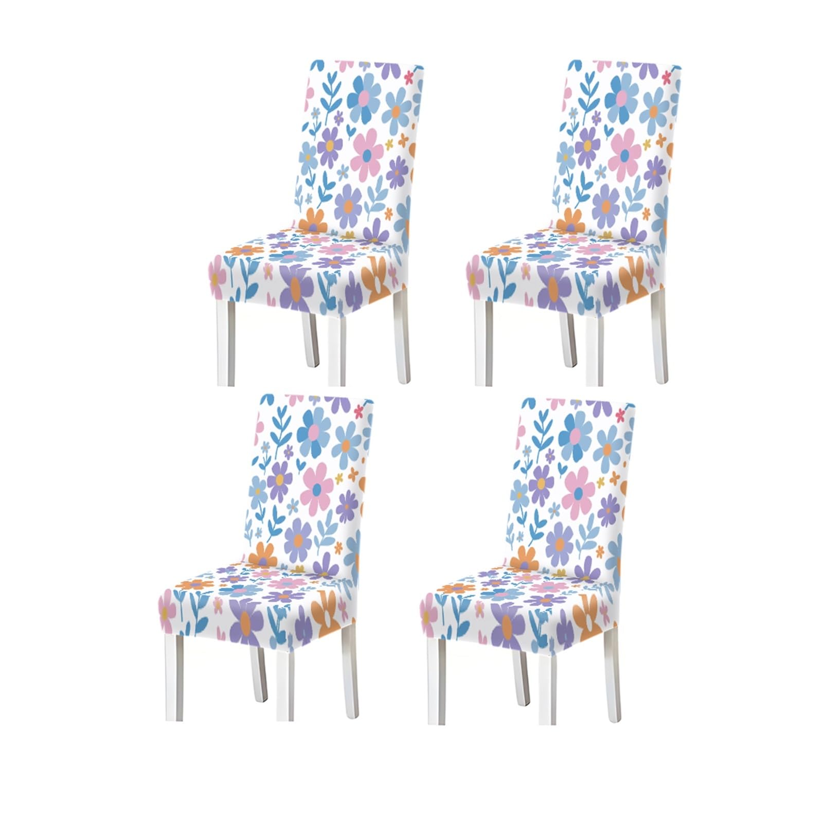 KXUAUV Colorful Daisy Floral Pattern Print Dining Chair Covers Set Of 2/4/6, Stretch Slipcovers For Kitchen Dining Room Seat Protectors for Restaurant Hotel Party(4PCSChair cover)