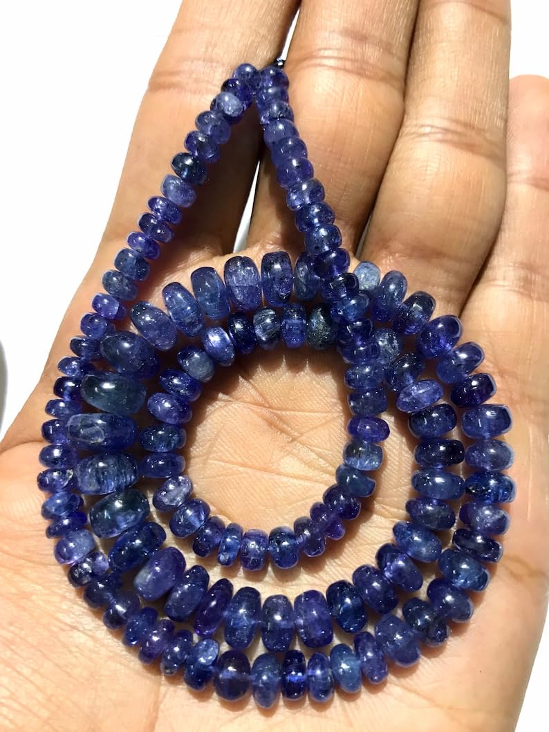 Perles rondes en tanzanite naturelle pour réparer et créer vos colliers précieux