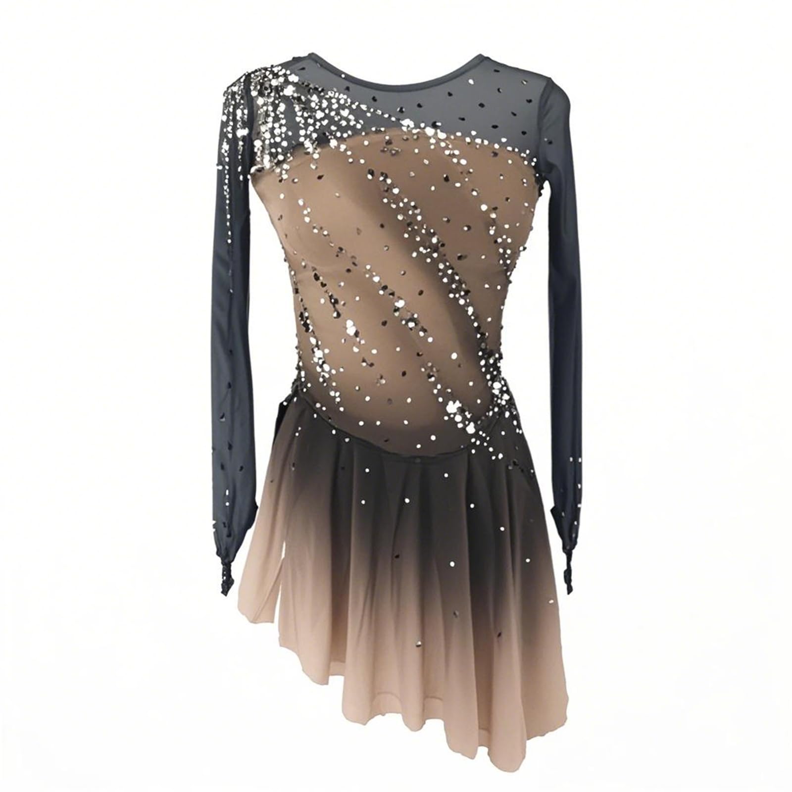 LIUHUO Figure Skating Dress Girls Women Elegant Gradient Quality Crystals Competition Skate Skirt Yellow