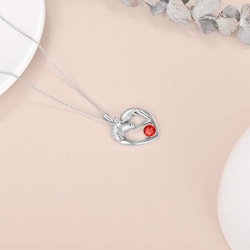 Miniatura 4 de AOBOCO Collar de caballo de plata de ley con corazón de amor con cristales de piedra natal, joyería de caballo regalos para mujeres y ella
