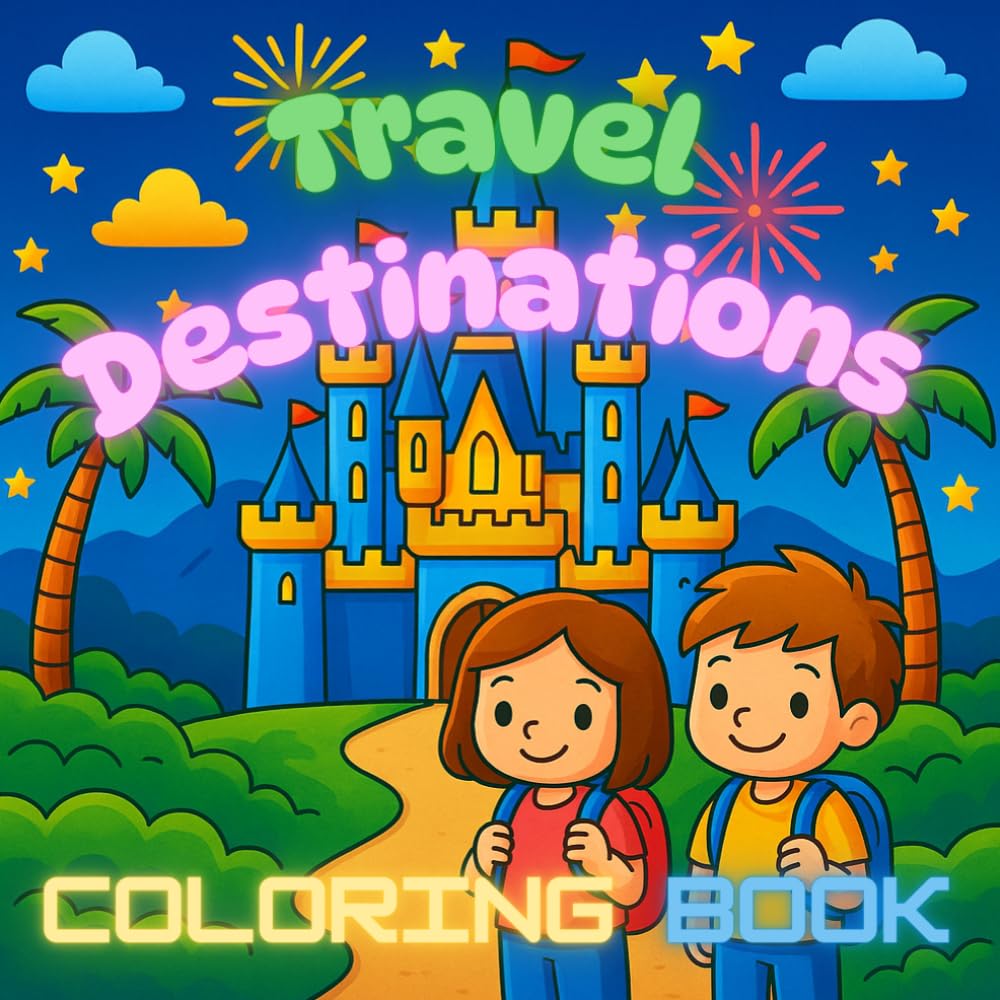 Adventure Awaits! Travel Destinations Coloring Book: Around the World with Famous Landmarks, Fun Scenes & Easy Pages for Boys and Girls | 8.5 x 8.5 inches