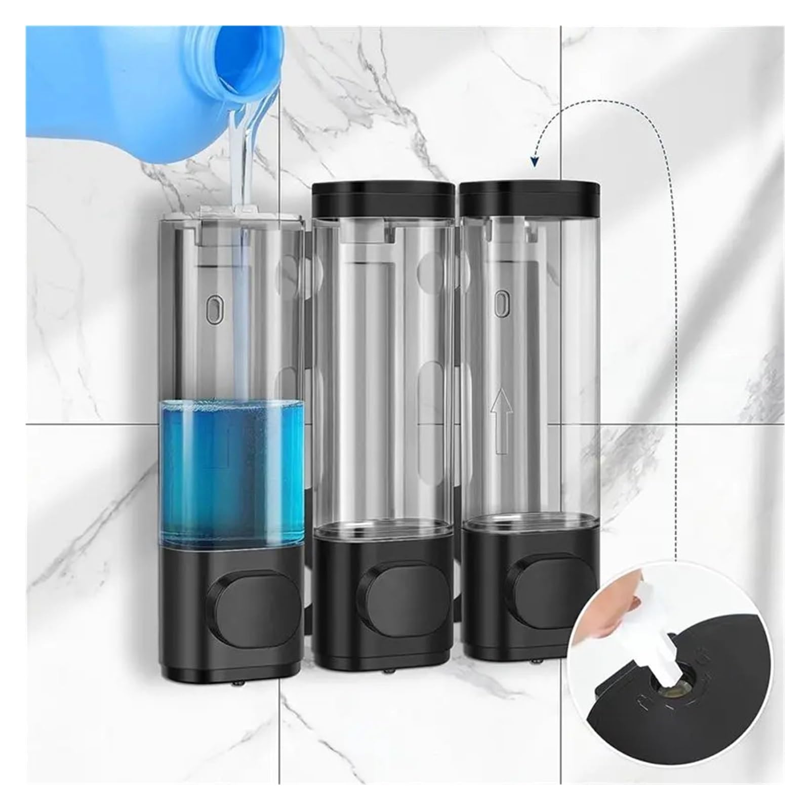 Dispenser Doccia Muro Dispenser da parete for ambienti 3 in 1 | Dispenser e organizzatore for pompa da doccia for bagno