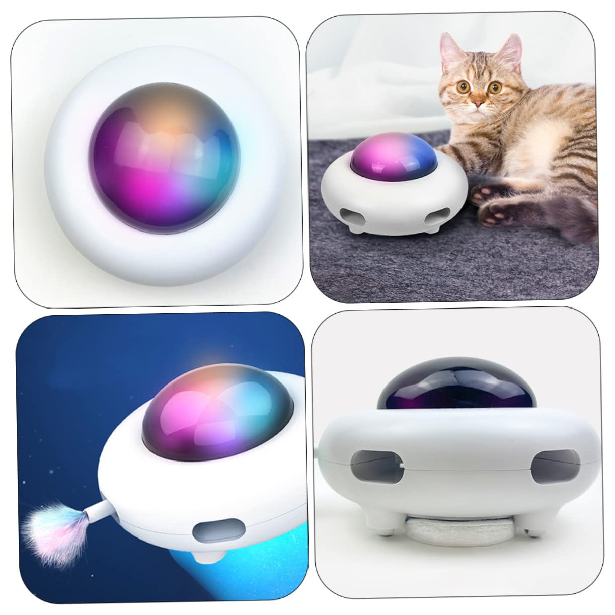 BESPORTBLE Automatisches Interaktives Katzenspielzeug Mit Rotierenden Federn Unterhaltsame Katzenbeschäftigung Für Drinnen Spielerisches Und Selbstunterhaltsames Katzenzubehör Fördert