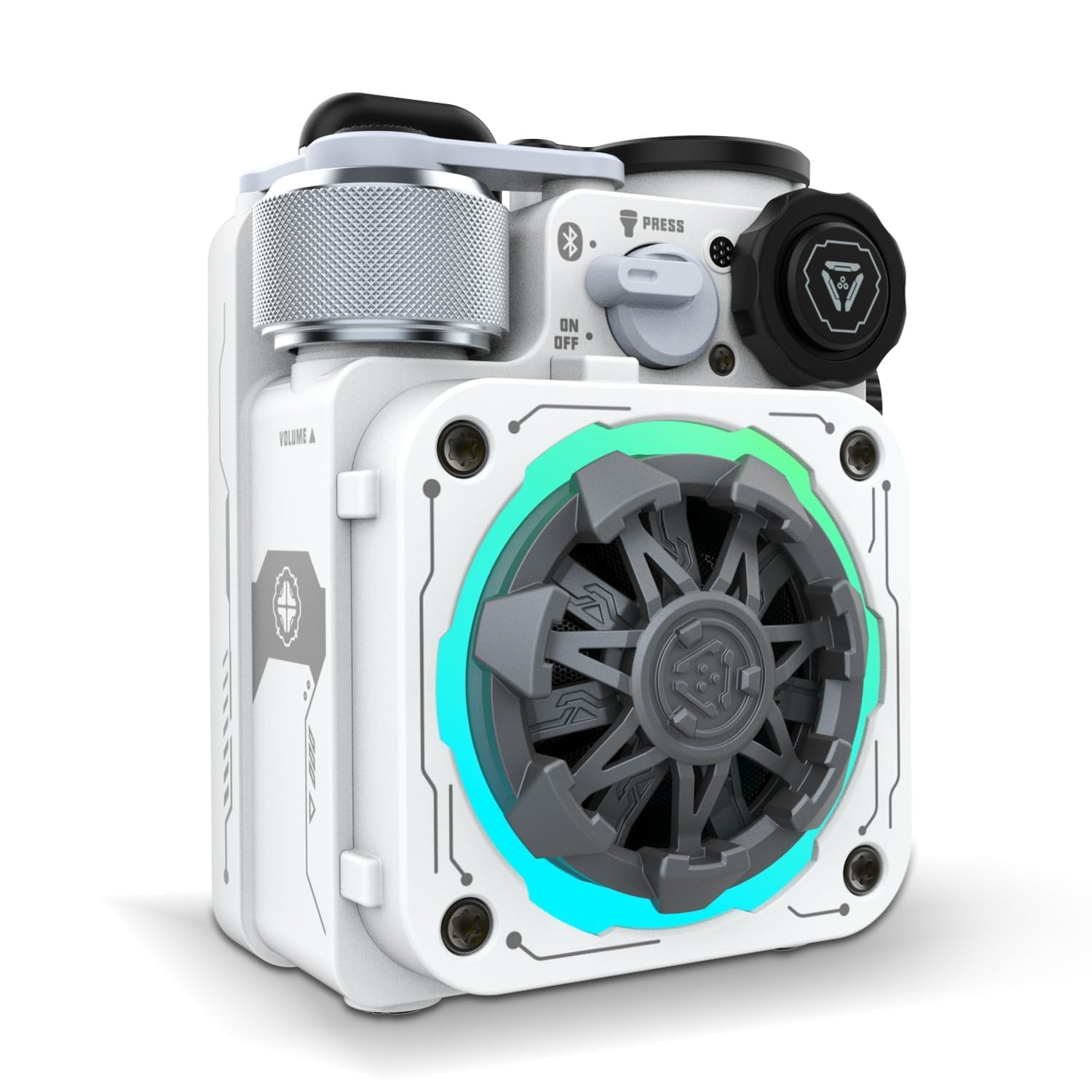 Muzen Cyber Cube-Pro White Bluetooth Speaker, Bluetooth 5.0, Portable Speaker with Fidget Spinner, Crystal Clear Sound with RGB Led Light Wireless Speaker, Waterproof Speakers for Indoor Outdoor