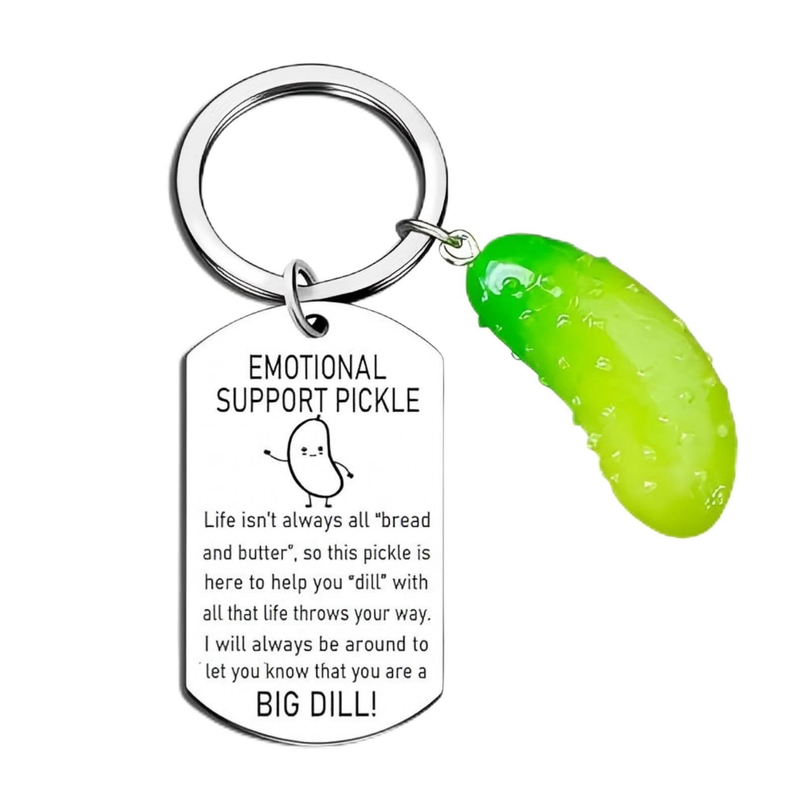 Plorede Emotional Support Pickle Keychain, Funny Friendship & Encouragement Gift, Inspirational Cucumber Charm for Appreciation, Birthday, Mothers Day, Fathers Day, Graduation.