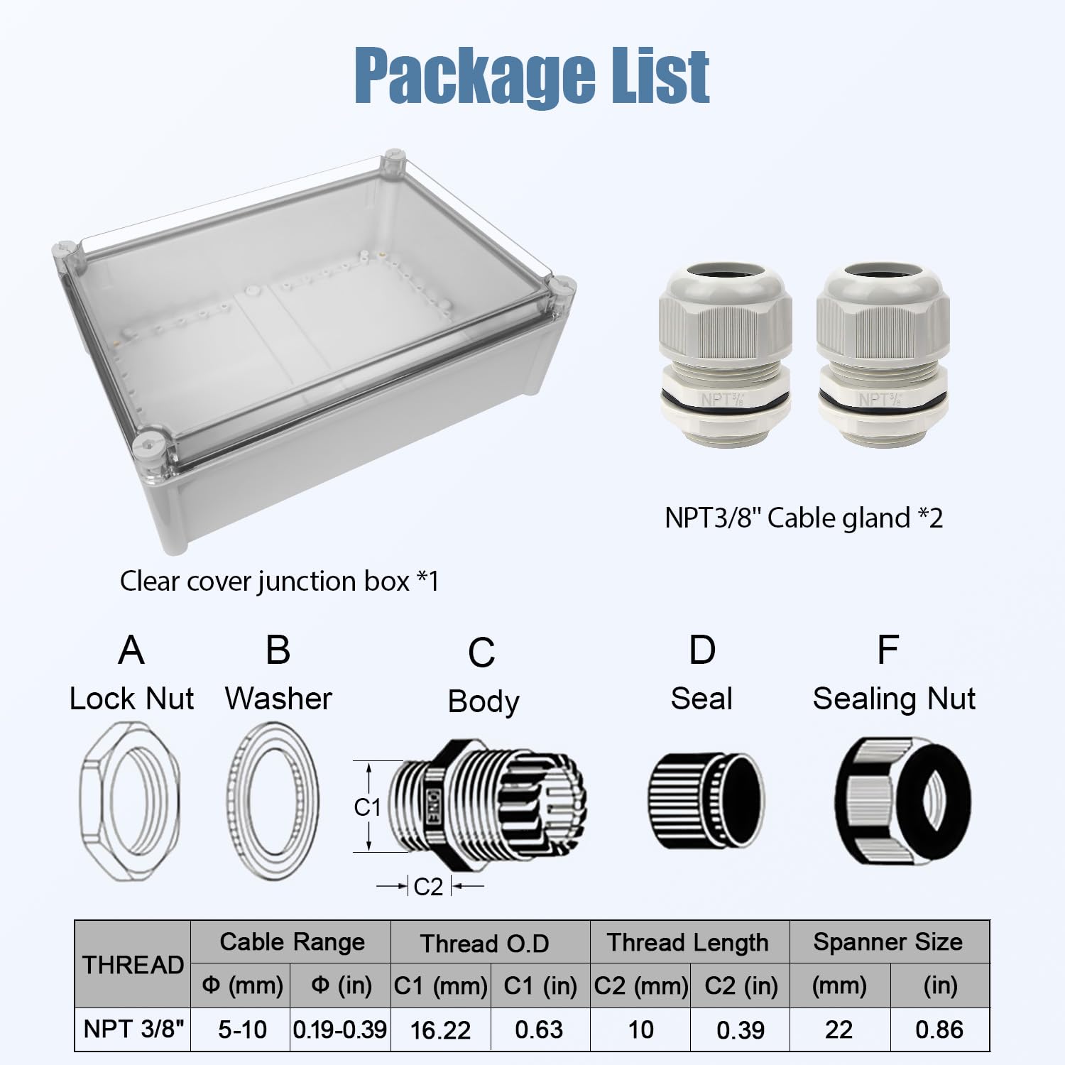 LeMotech Junction Box IP67 Waterproof Dustproof Electrical Box Project Box DIY Enclosure Gray with Transparent Clear Cover, External Size 15x11x5.1in (380x280x130mm)
