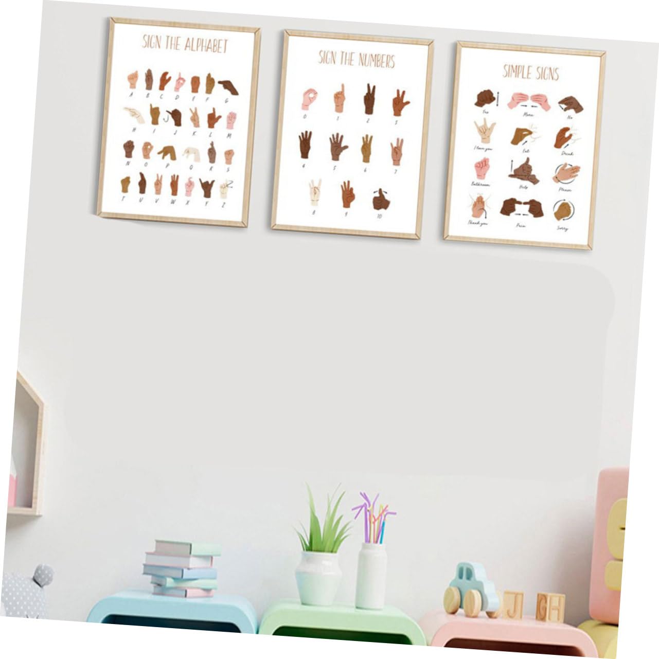 MUCKLILY 30pièces Posters Alphabet Et Chiffres Langue Pour Garçon Fille Décorations Murales Éducatives Pour Salle De