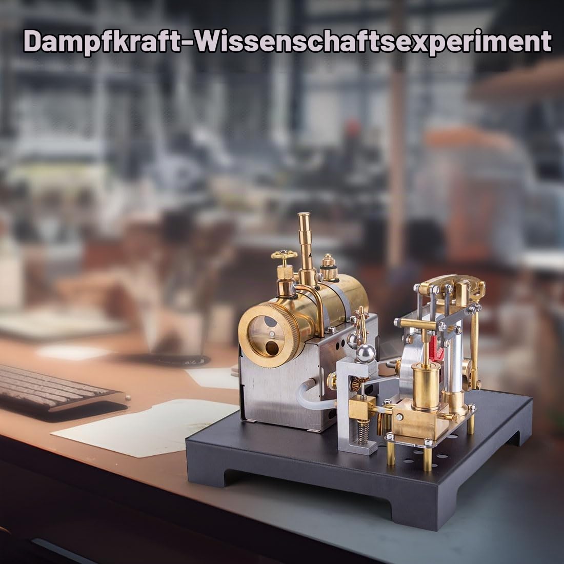 Kopeetechy SE-01 Vollmetall Dampfmaschinen Modell, Horizontalkessel Dampfmaschinen Modell mit Zentrifugalregler, Physikalische Experiment für Erwachsene (84 Teile)