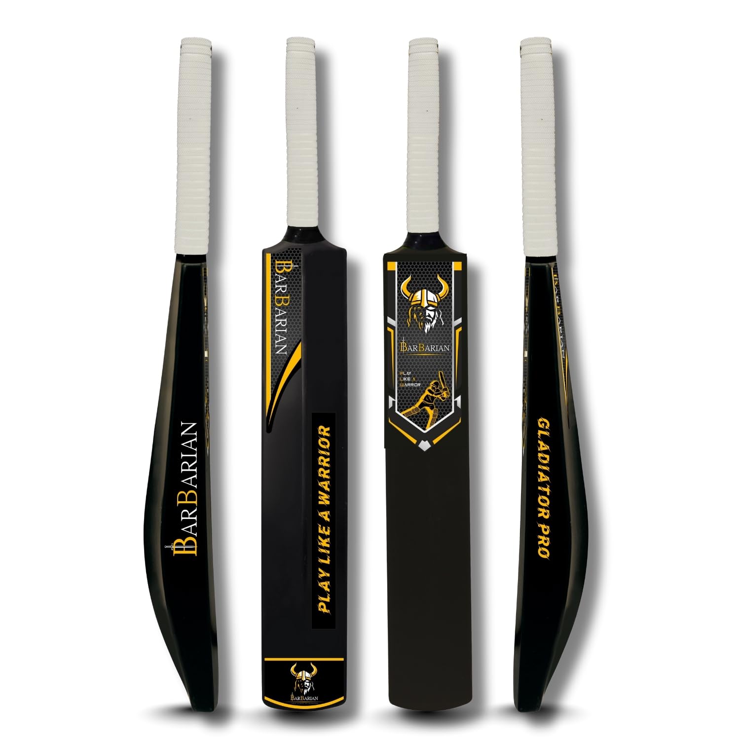 BARBARIAN® Gladiator Pro Heavy Duty Plastic Bat (34 x 4.5 Inch) Full Size Cricket Bat | Plastic Bats for Indoor & Outdoor Tournaments Premium Strong Power Bat for All Age Groups (White)