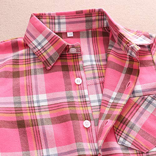 Image of Phorecys Girls' Plaid Flannel Shirt Long Sleeve Button Down Buffalo Checkered Shirt 2T-10 Years
