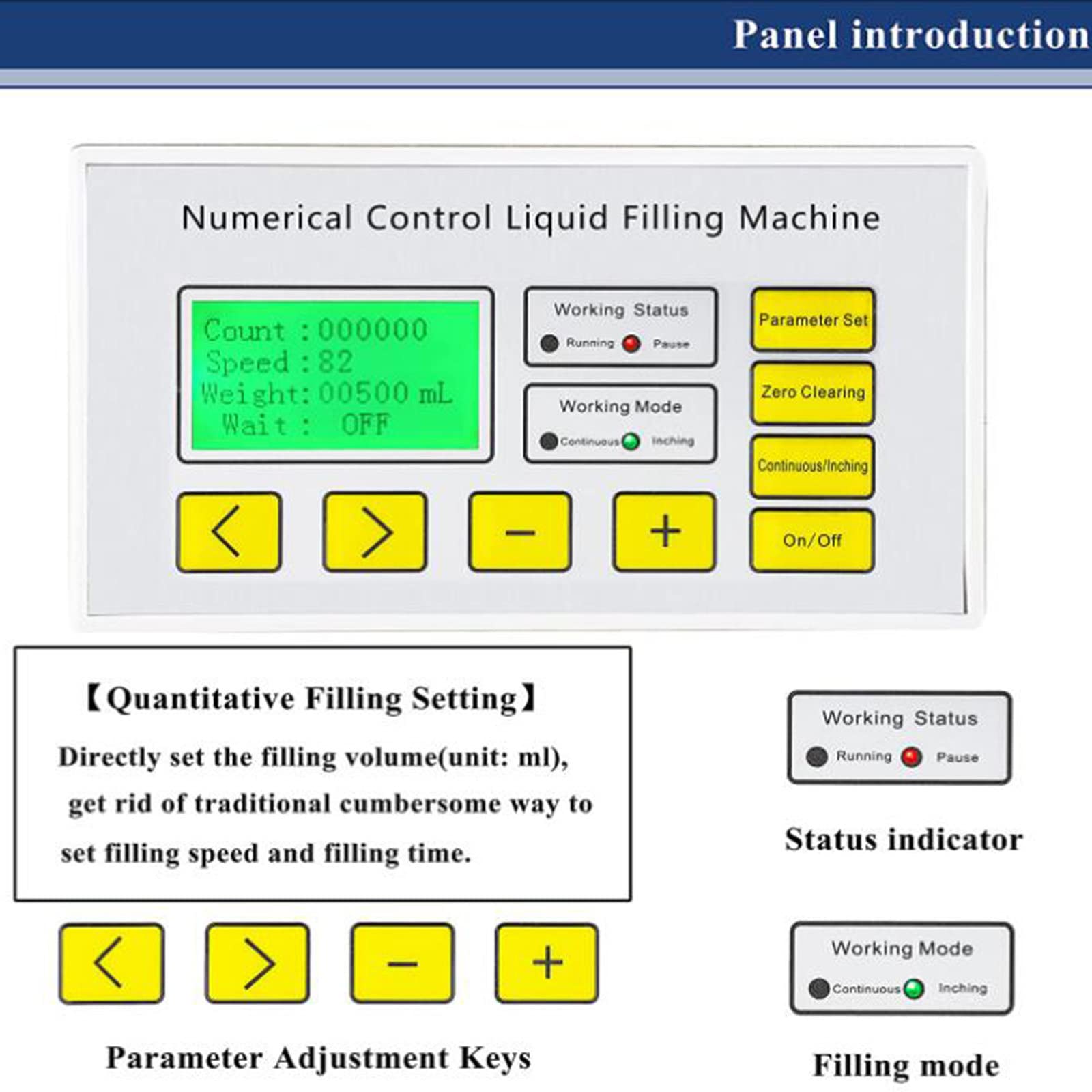 MáQuina de Llenado de LíQuidos,MáQuina de Llenado de Control Digital LíQuido de Conteo AutomáTico,Cantidad de Llenado de Control de Pantalla de Microcomputadora LCD,Licor,Bebida,Agua Mineral