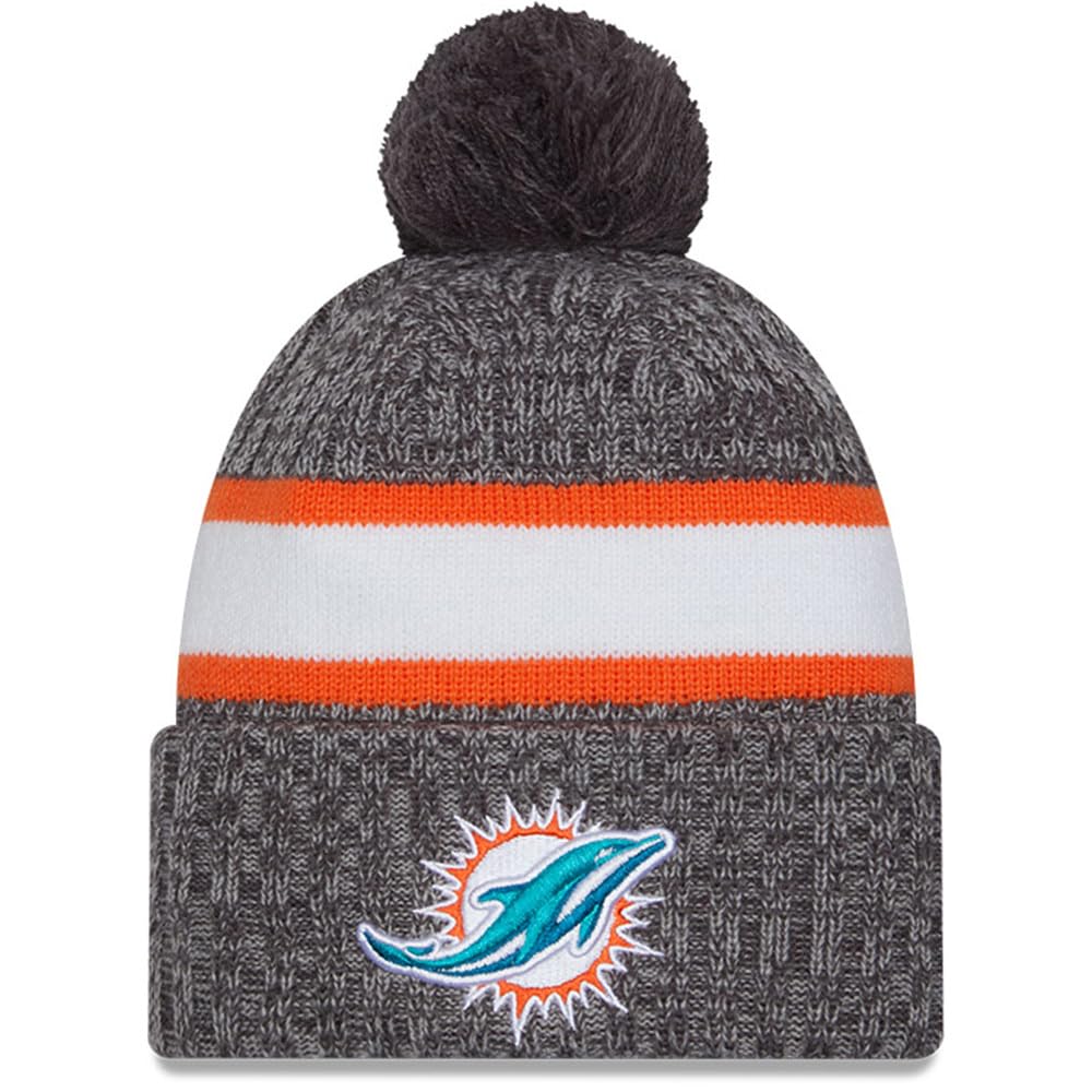 New Era Unisex Grey Nfl Sideline Knit Beanie - Miami Dolphins 2023/24