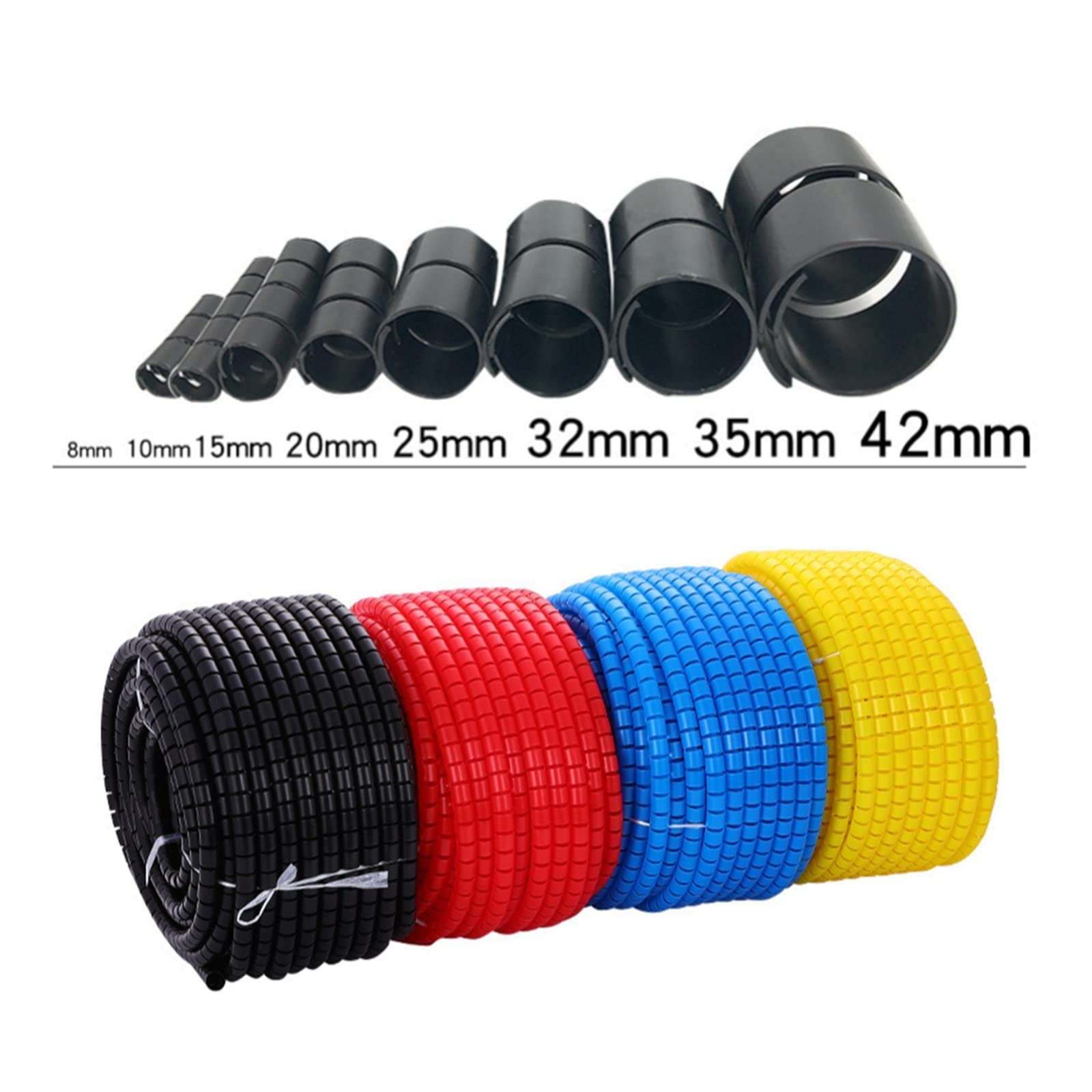 Spiral Wrap Cable Tube Tidy Spiralkabelschutz 8-35 mm, 1-10 m, Mehrfarbig(Black,25 MM-10 Meters)