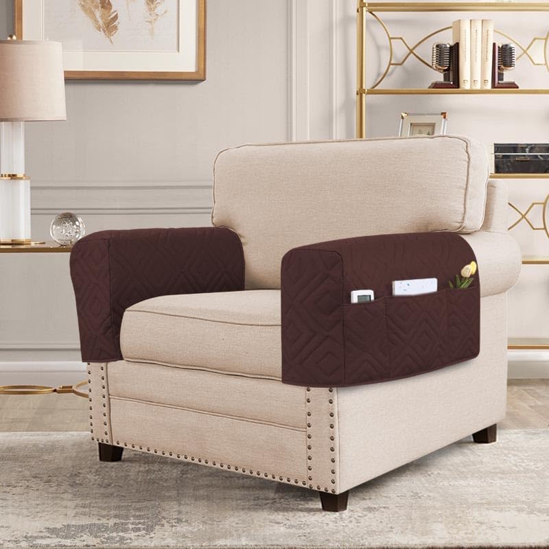 Miniatura 3 de H.VERSAILTEX Fundas para reposabrazos de sofá resistentes al agua, soporte de brazo de sofá con control remoto, organizador de reposabrazos para