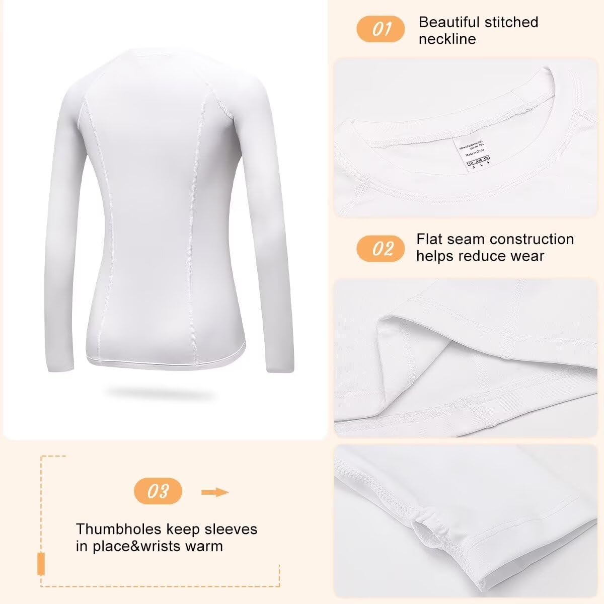 Women's Fleece Lined Thermal Long Sleeve Running Athletic Shirts Compression Base Layer Yoga Shirts for Women - Image 4