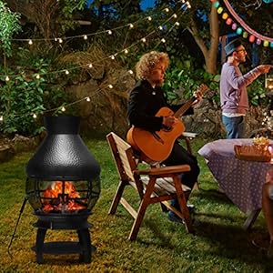 Giantex Wood Burning Chiminea, Heavy Duty Fireplace Chiminea Wooden Fire Pit with 2-Piece Log Grate, Premium Rain Cap & Fire Poker, 360°Fire Retardant Mesh Cover, Ideal for Garden, Patio, Backyard Giantex Wood Burning Chiminea Heavy Duty Fireplace Chiminea Wooden Fire Pit with 2 Piece Log Grate Premium Rain Cap Fire Poker 360Fire Retardant Mesh Cover Ideal for Garden Patio Backyard
