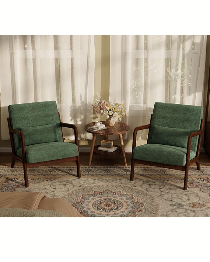 Garvee Mid Century Accent Chair Set of 2 Armchair with Lumbar Pillow