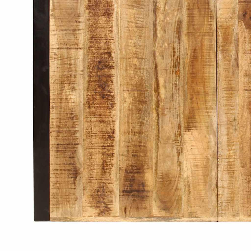 Mesa de comedor de 180 x 90 x 75 cm de mango de madera maciza, mesa de cocina y mesa de comedor en diseño industrial, mesa de madera maciza con patas de acero con recubrimiento en polvo