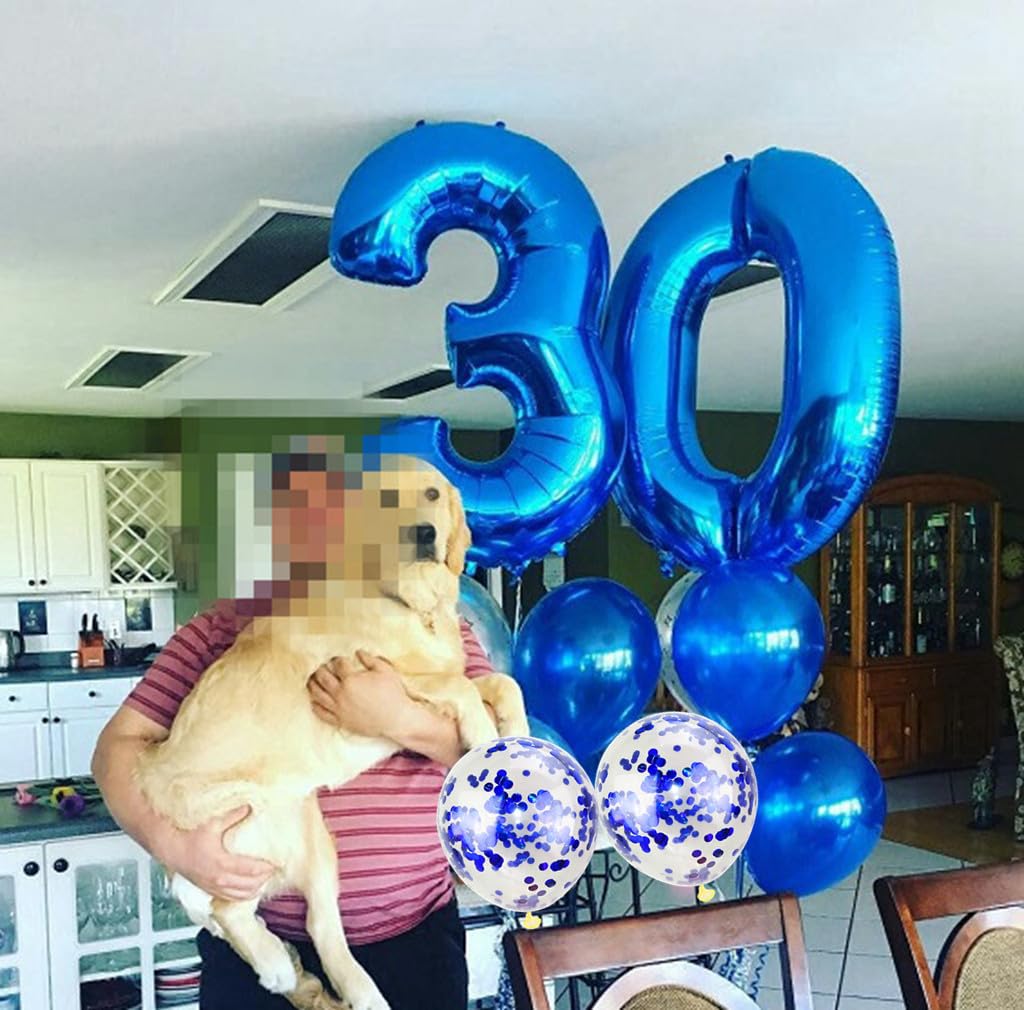 Ohaoduo Palloncini per il 10° compleanno, colore blu, decorazione per torte, decorazione per feste di 10 anni, ragazze e ragazzi