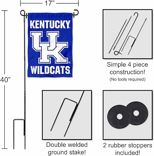 Miniatura 2 de College Flags & Banners Co. Kentucky Wildcats Wordmark Garden Banner y soporte para poste