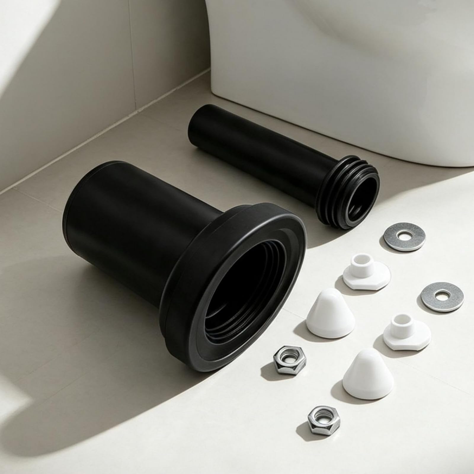 Tubo di Scarico WC Facile da Instre, Tubo Nero Da 30 Cm + Kit Viti 538 G