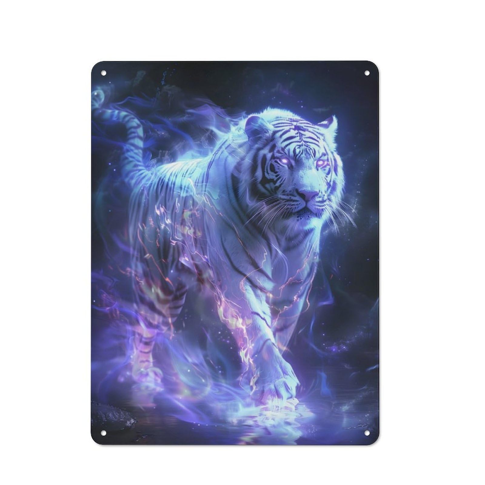 Junmoney Luminescent Tiger Prowl Farmhouse Country Metal Sign 40X30cm, Cottage Wall Art For Farmhouse Kitchen, Pantry Or Dining Area