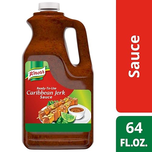 Miniatura 2 de Knorr Salsa jerk caribeña profesional lista para usar con jarra de jugo de papaya sin MSG añadido, 0.00 oz de grasa trans, 0.5 galones, paquete de 4