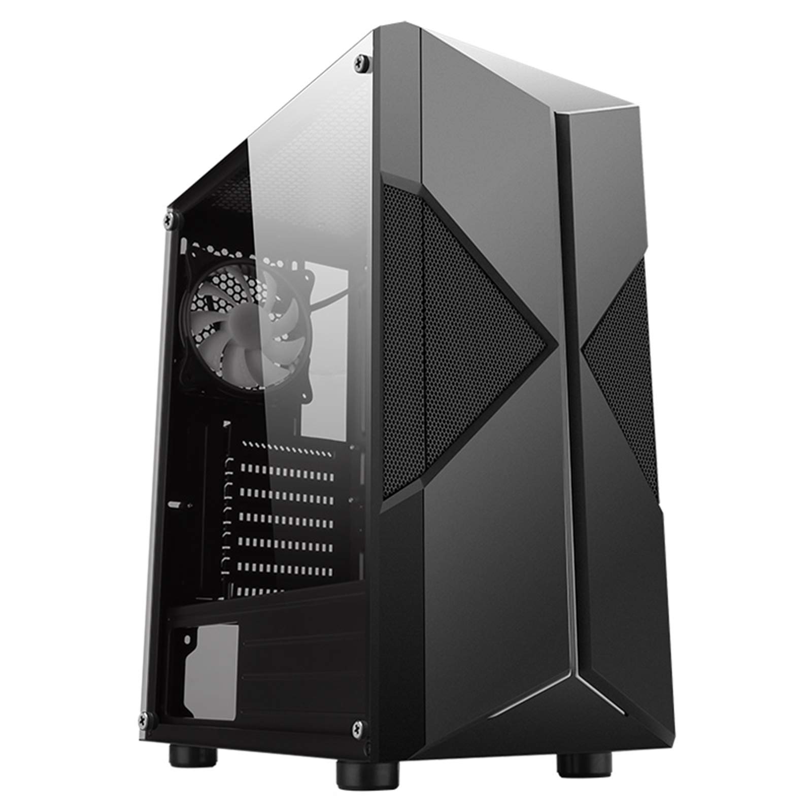 Caso Computer Case ATX Mid Tower PC Gaming - Porta USB Anteriore - Quick-Release Vetro temperato Pannello Laterale - Sistema di Gestione dei Cavi - Pronto Water-Cooling - Nero