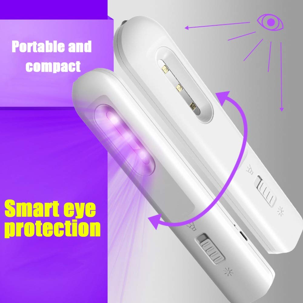 Lámpara esterilizadora UV, lámpara ultravioleta portátil de mano, luz UVC recargable para linterna de palo para mascotas domésticas