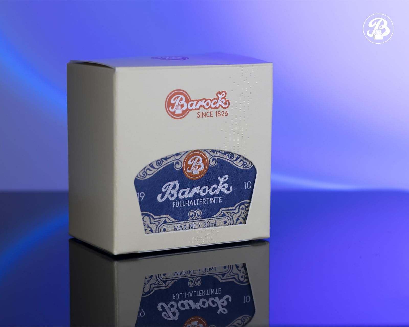 Barock 1910 atrament do piór wiecznych, szklanych piór kulkowych, atramentów do piór wiecznych, w kałamarzu, 30 ml, niebieski, morski