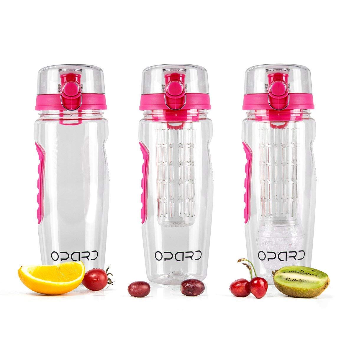 Opard Trinkflasche 1L Mit Früchtebehälter - Tritan BPA-frei Inklusive Reinigungsbürste