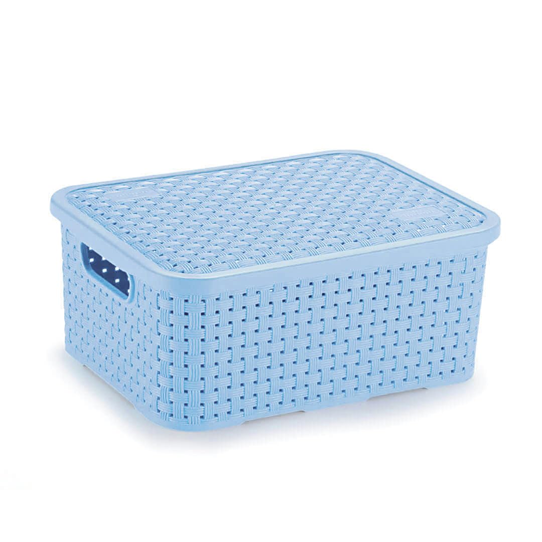 Nitronplast Rattan Cesto Organizador, Plástico, Azul Baby, P, 1