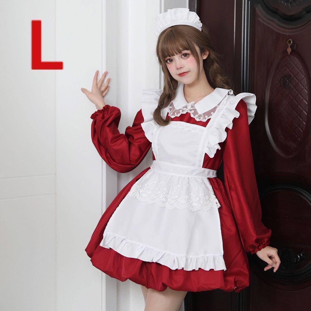 Amazon.co.jp: メイド服 Lサイズ コスチューム 赤 ロリータ ライブ 