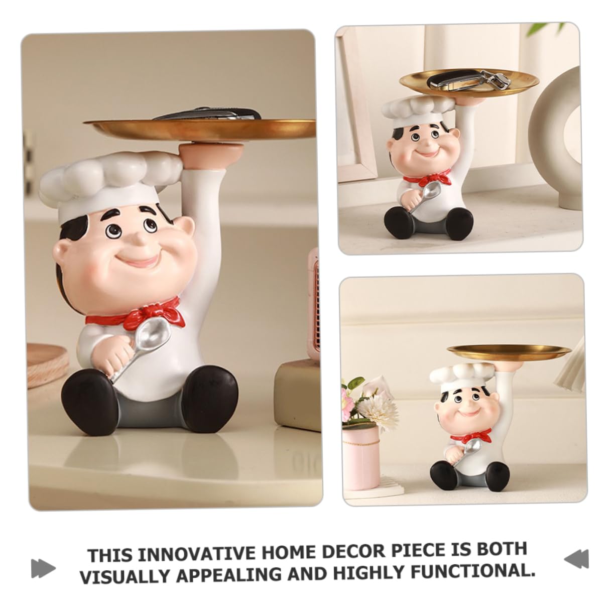 OUNONA Portaoggetti a Forma di Chef in Resina Bianca per Cucina, Decorazione per Casa, Utenza per Borse e Trucchi