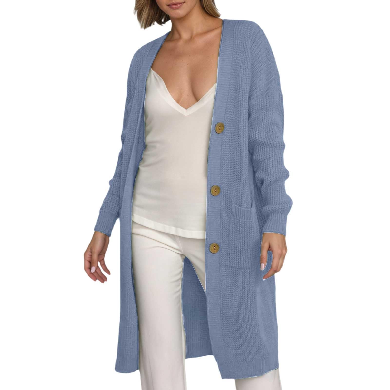 Pull long ample style cardigan ouvert tricot doux fluide gilet - 5