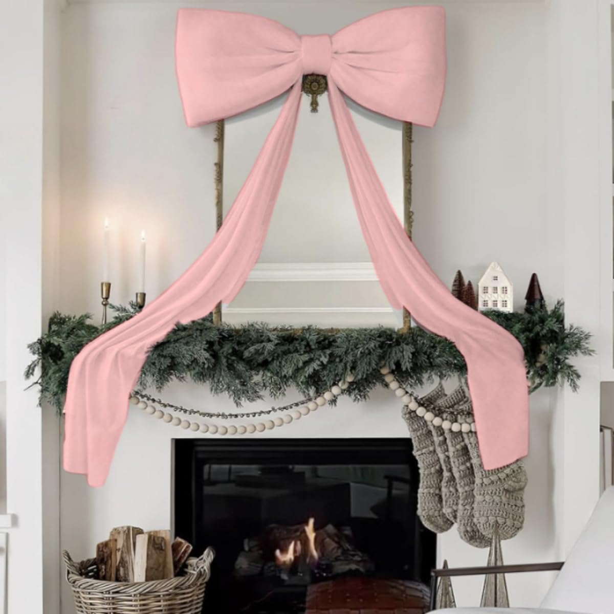 Lazo para árbol de Navidad de 180 cm Largo, Suave y Decorativo. Ideal para Decorar árboles Navidad, Cortinas, Paredes, Puertas, Bodas y Fiestas, champán