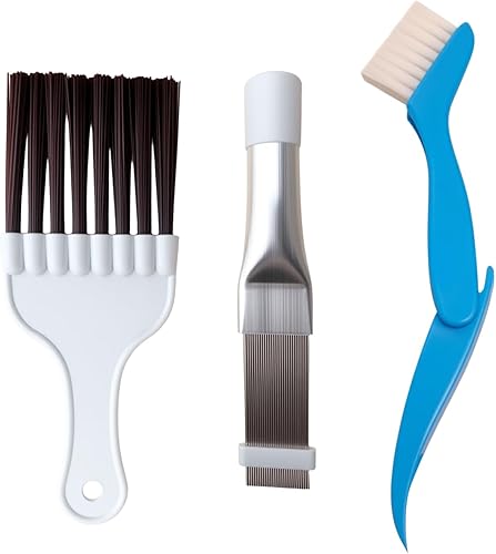 INCAUCA 3 paquetes de peine de aleta de condensador de aire acondicionado, cepillo de limpieza de aleta, cepillo de bobina, kit de limpieza de CA,