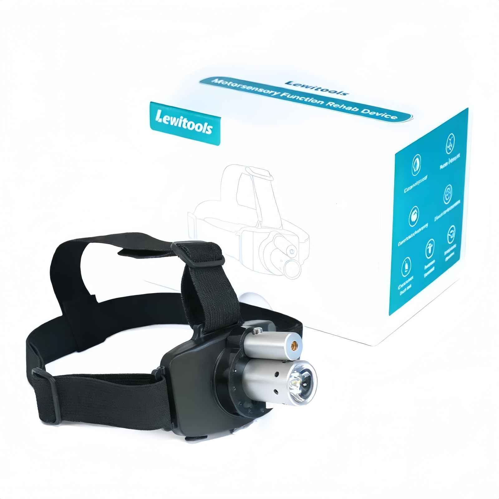 Torcia frontale laser a LED ricaricabile con cintura regolabile per test di controllo sensoriomotore e terapia fisica, Carlo Rinaudo - Concetti ispirati | Esercizio di controllo del movimento per uso