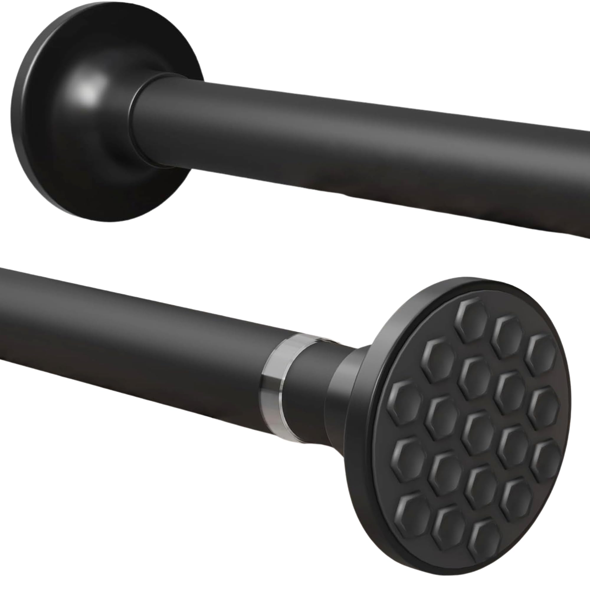 Gdevkhn Black Shower Curtain Pole 69-90Cm Φ25mm White Extendable Curtain Rod No Drilling Telescopic Pole Stainless Steel Tension Rods For Living Room, Bedroom, Bathroom, Balcony