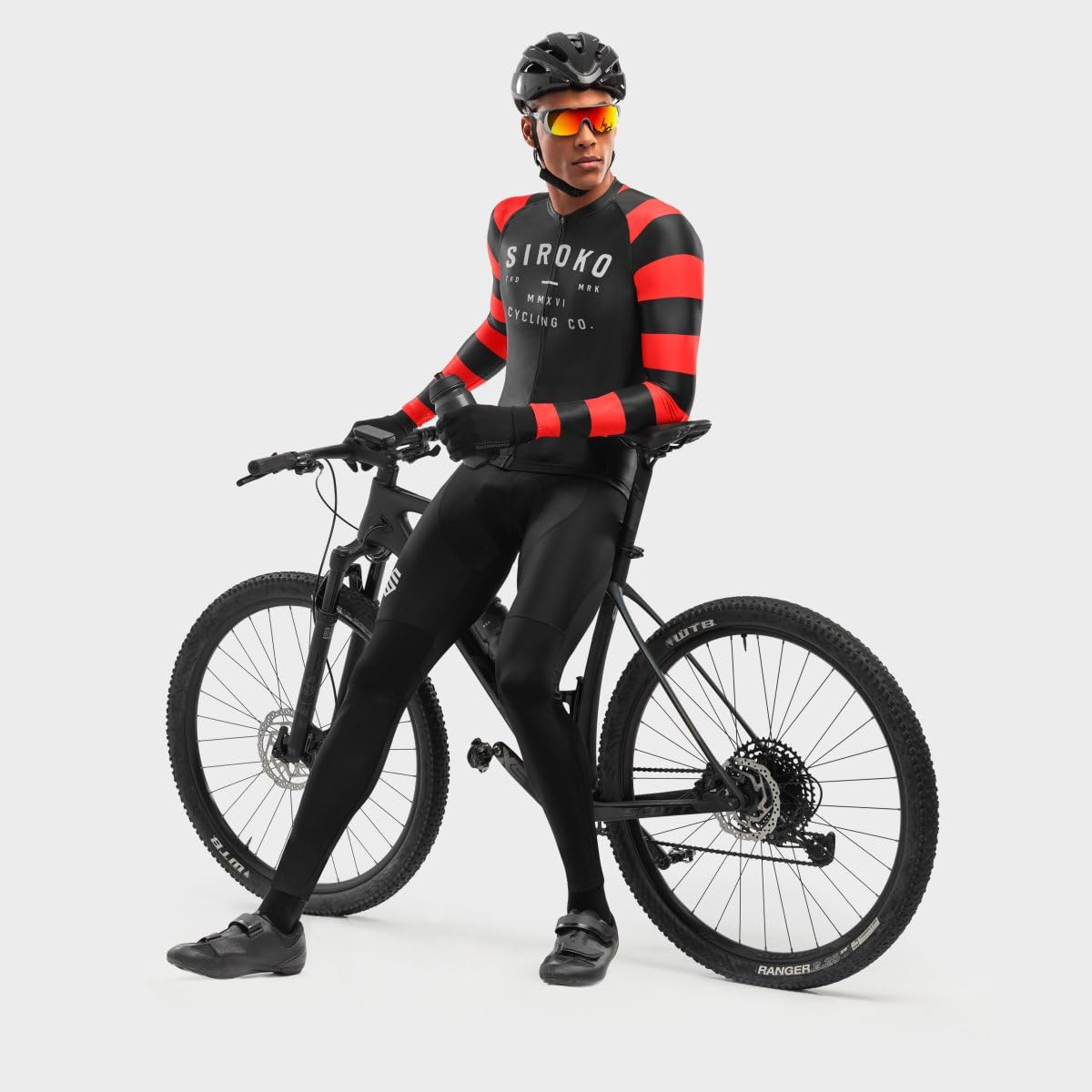 SIROKO - Maillot Manga Larga para Ciclismo M2 Rider - XS - Negro/Rojo