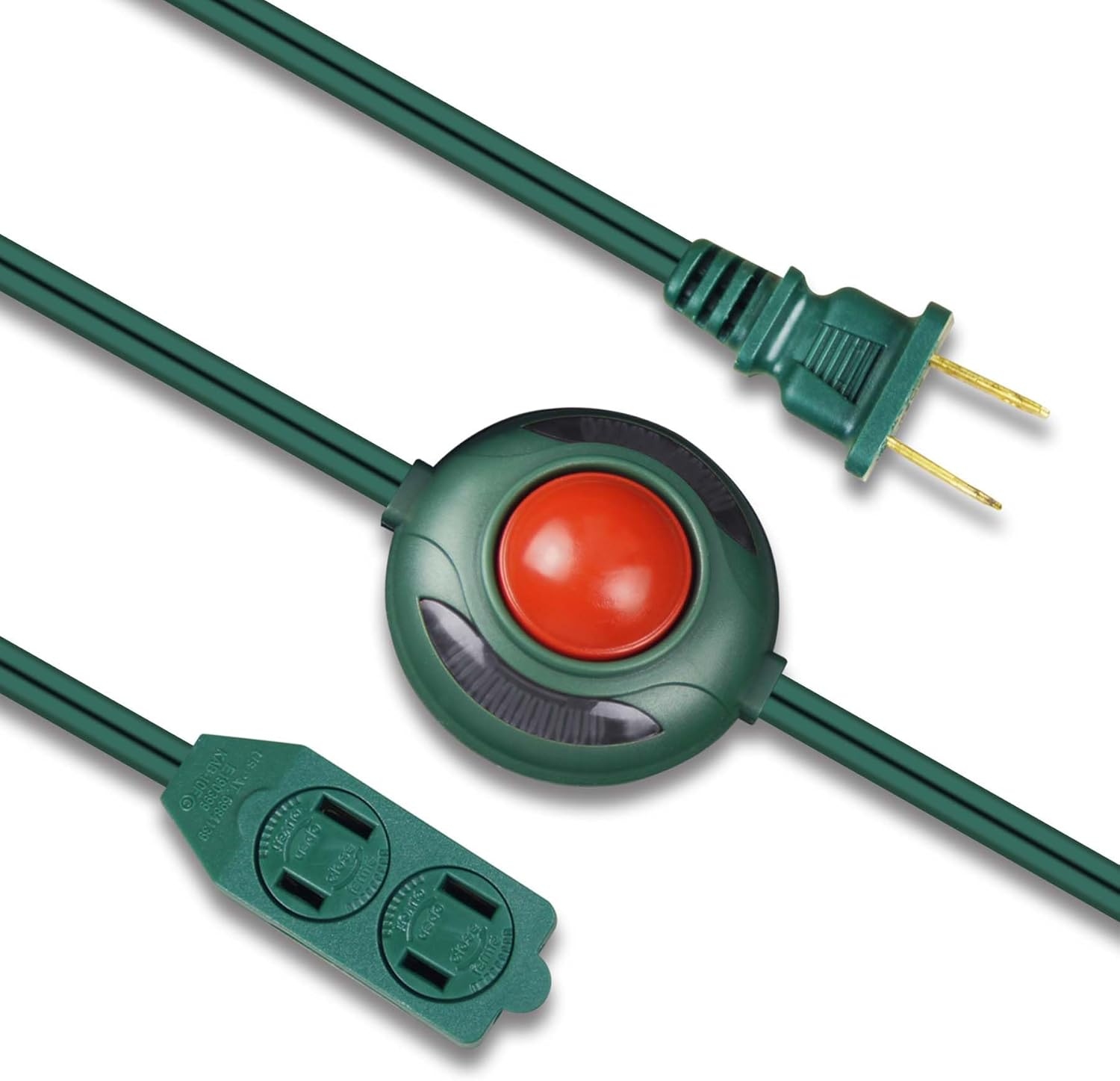 OSKOS Extension Cord with Footswitch, SPT-2 16/2C 9FT, 3-Outlet with Safety Cover, Indoor Extension Cord with ON/Off Switch, ETL Listed, for Christmas Tree and Holiday Decorations. 2 Pack