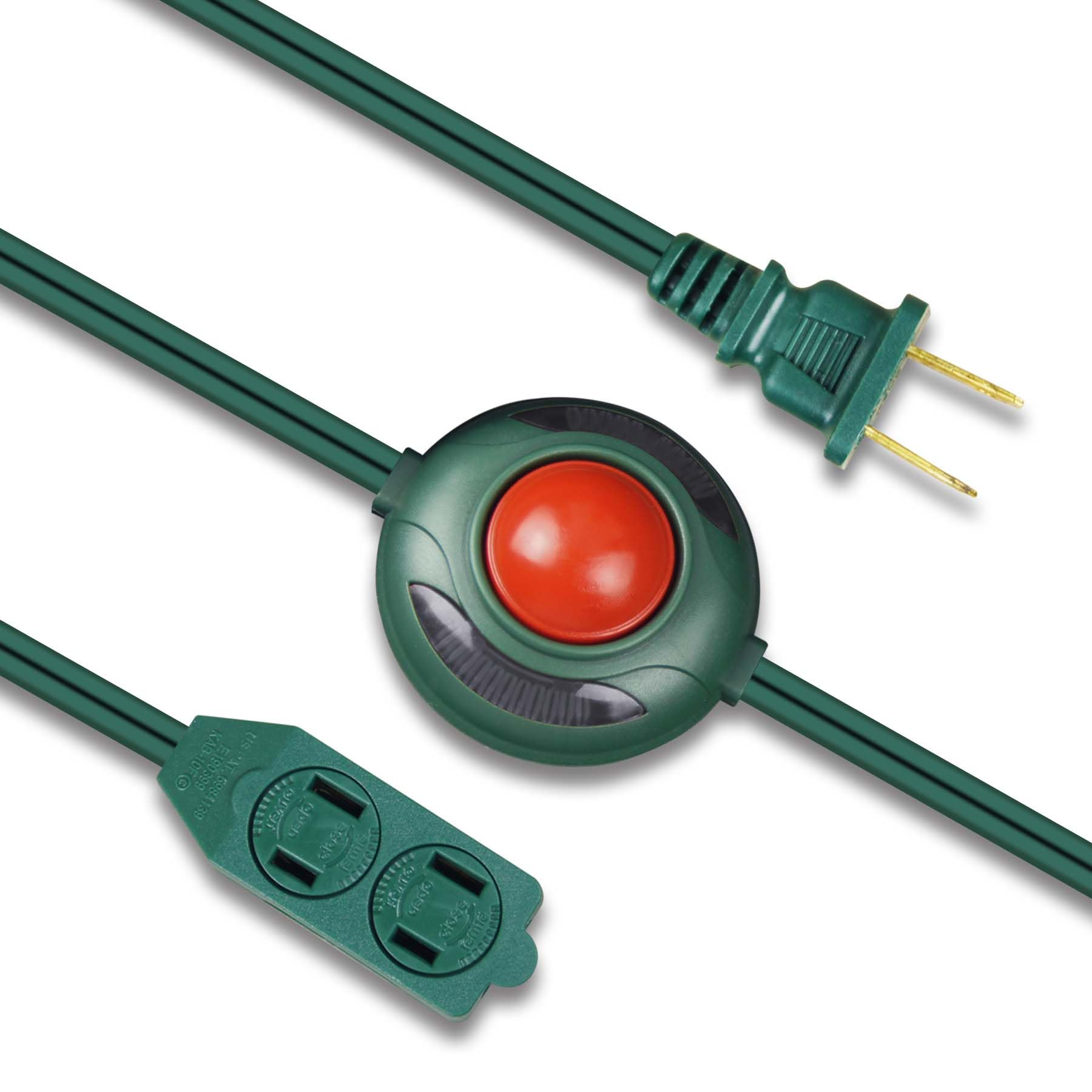 OSKOS Cable de extensión con interruptor de pie, SPT-2 16/2C 9 pies, 3 salidas con cubierta de seguridad, cable de extensión interior con interruptor de encendido/apagado, certificación ETL, para