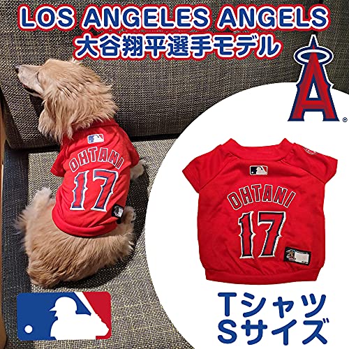 Image of MLBPA SHOHEI OHTANI #17 TEE Shirt for Dogs & Cats. MLB Los Angeles Angels Dog T-Shirt, Small | Sports Dress for Pets | Licensed Sporty Dog Shirt.