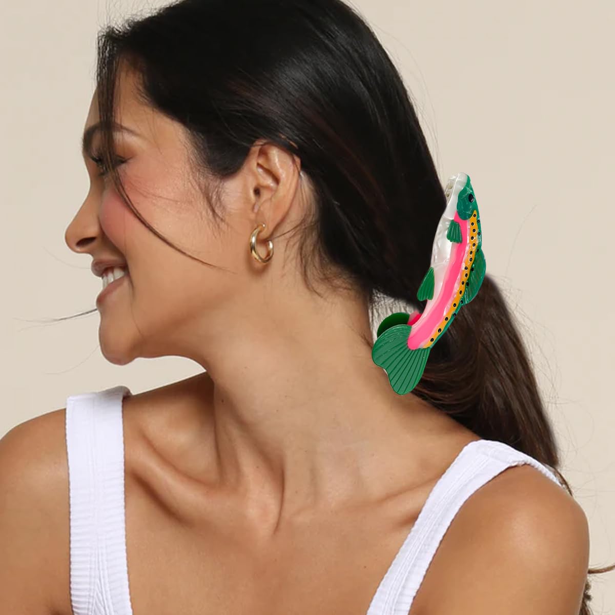 Pinza de pelo de salmón, pinza de acetato para el pelo, pinza de pelo de pez, pinza de acetato de moda única, pasador de captura de pelo, antideslizante, fuerte sujeción, pinza de mandíbula de